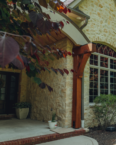 European Mortar + Timber Frame Porch - Brownsburg, IN